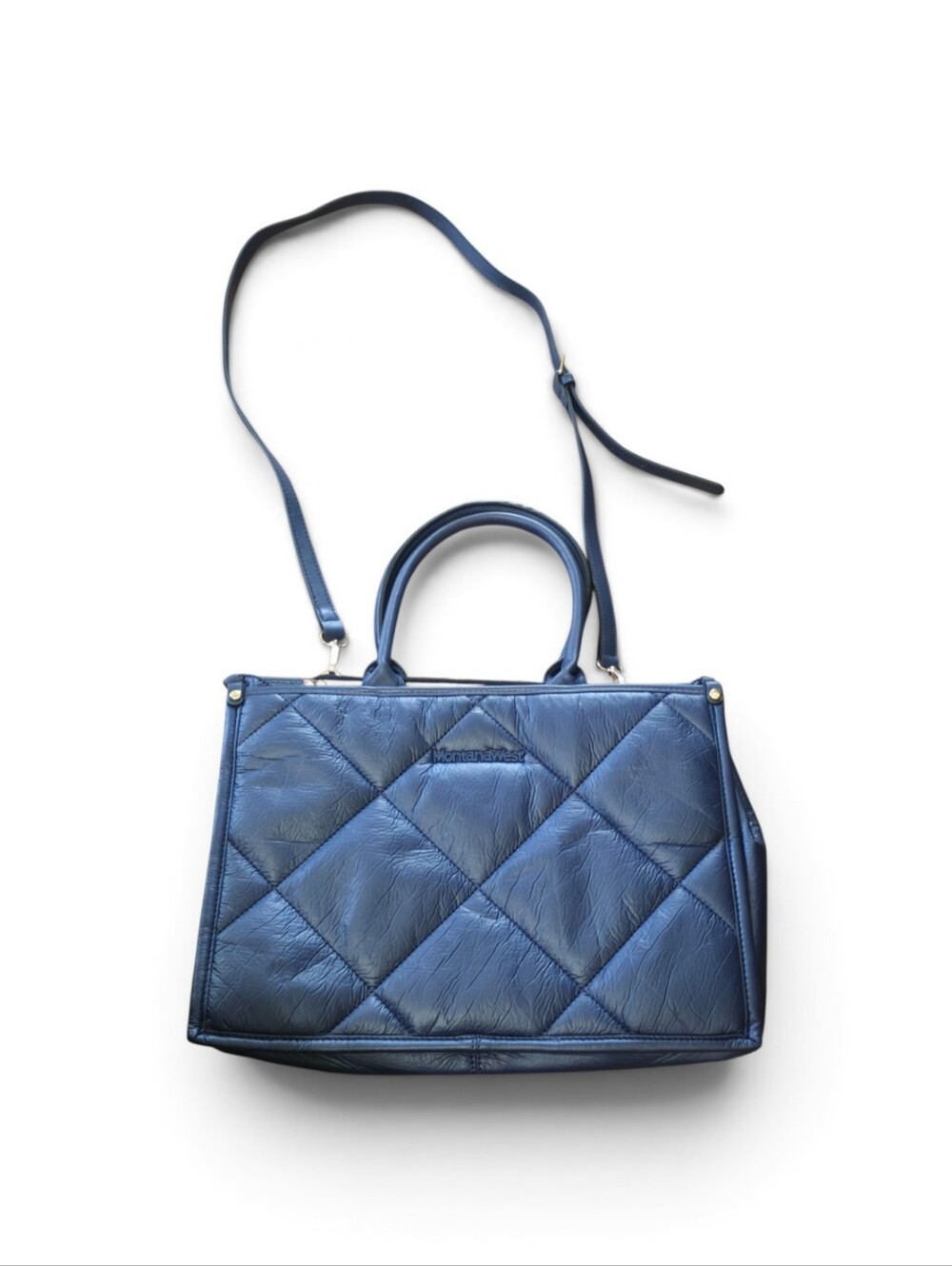 Montana West Blue Quilted Women's Tote Bag with Adjustable/Detachable Strap